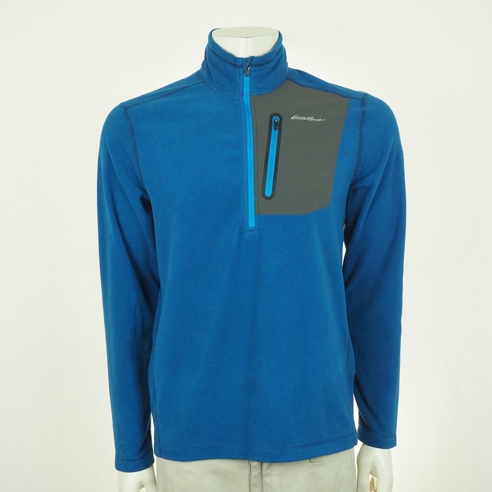 Eddie Bauer First Ascent Fleece 1/4-Zip Pullover Sweater Mens Medium Blue Hiking